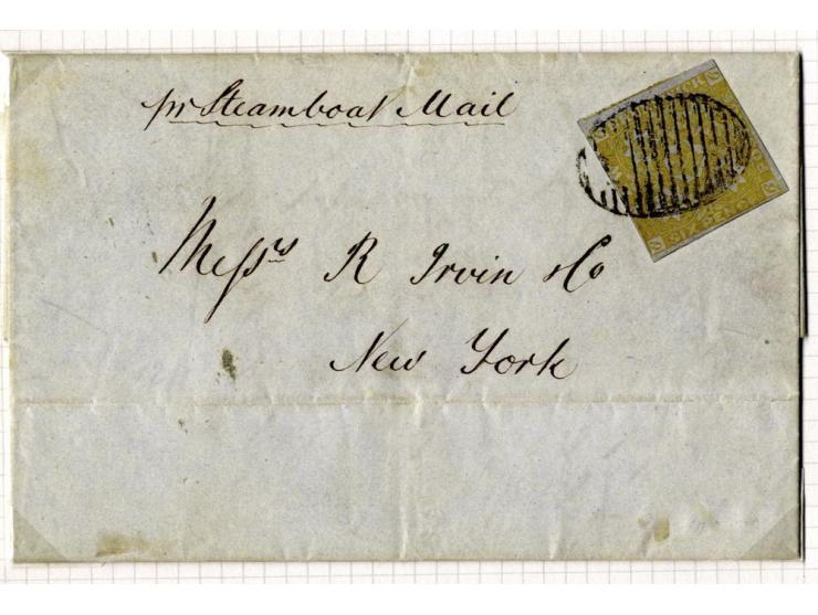 1851/60: The Postal History collection (16 covers/entires), with 3 d. red single frankings (5 covers), 3 d. red (two examples