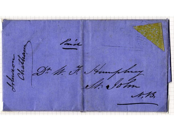1851/60: The Postal History collection (16 covers/entires), with 3 d. red single frankings (5 covers), 3 d. red (two examples