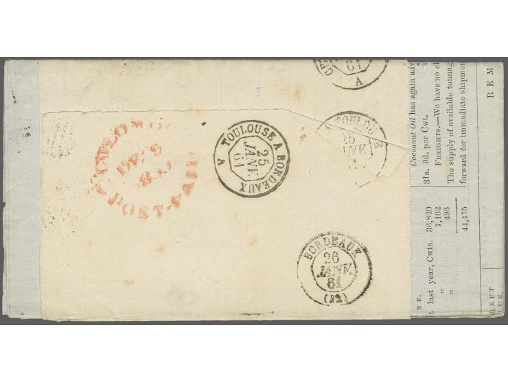 1 d. blue, slightly touched in 2 places, otherwise clear to good margins, tied by oval of bars to entire printed matter with 