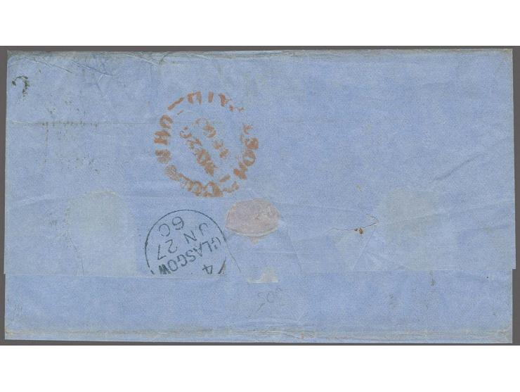 8 d. brown, outer frame line slightly touched at upper right, otherwise clear to full margins, together with 1 shilling slate