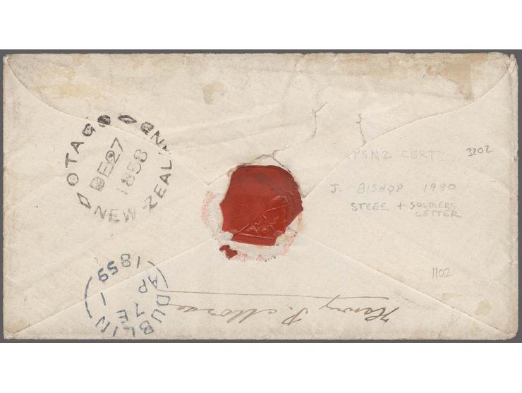 1/- green vertically bisected with good margins on three sides, tied by indistinct obliterator to cover to Dublin, reverse wi