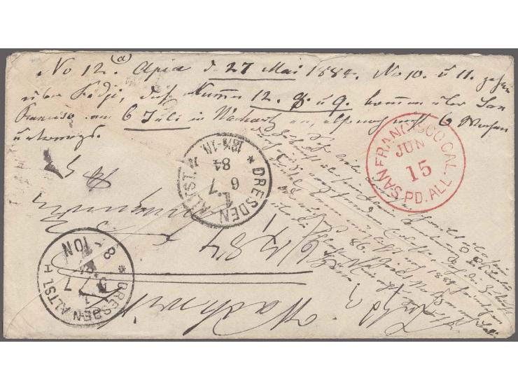 APIA MUNICIPAL POST OFFICE, 1882-86: "APIA MAY 25" cds. on cover franked with US 1882 Garfield 5 c. cancelled with cork, addr