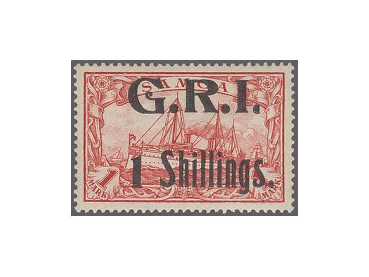 1 shillings on 1 m. with overprint variety "broken stop after I", unused, very fine, signed Hofmann-Giesecke and Holcombe and