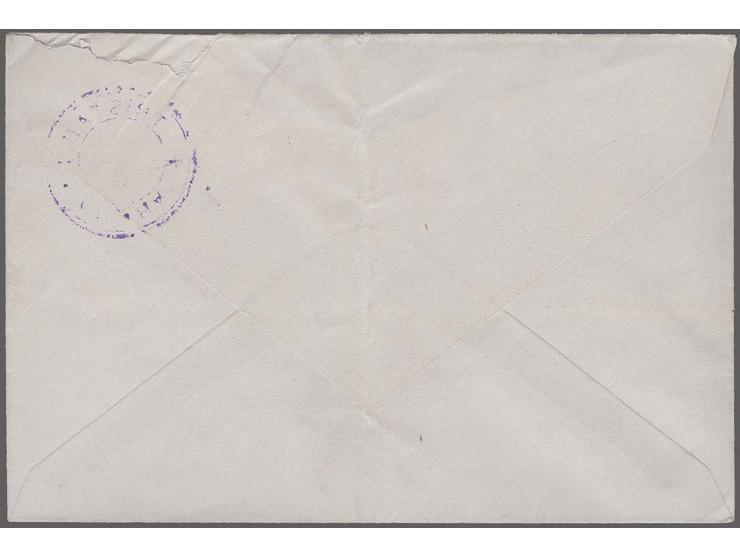 (1929), "TRISTANÂ DAÂ CUNHA", violet double-ringed cachet in Type V but without break in the inner ring, clear strike on 2 co
