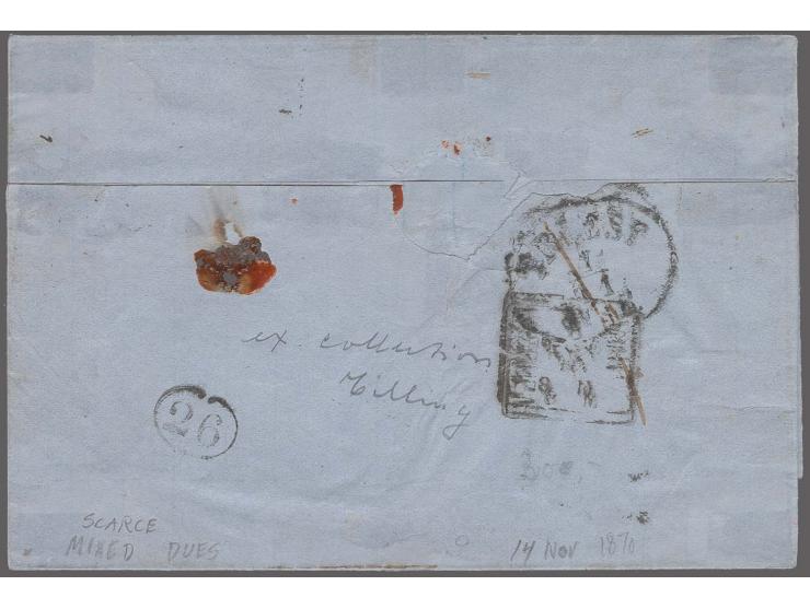OTTOMAN POST OFFICES: 1868, 20 pa. green horizontal pair,Â tied by double-ringed arabic "SCUTARI" (Coles & Walker fig. 3) to 