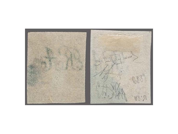 Rivadavia 15 c. blue, imperforate example from the first printing with 'RA' watermark, a very fine used example with large ma