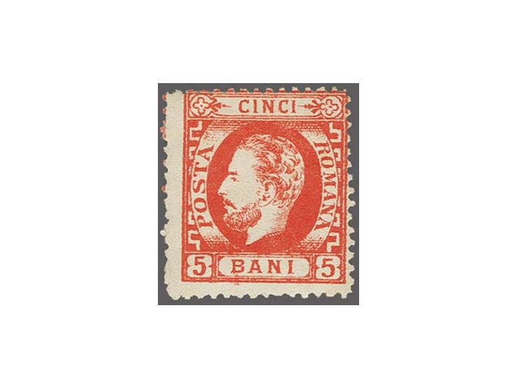 1872, Prince Carol 5 Bani vermilion, type 8, very fresh colour, unused with original gum, as usual for this colour variety de