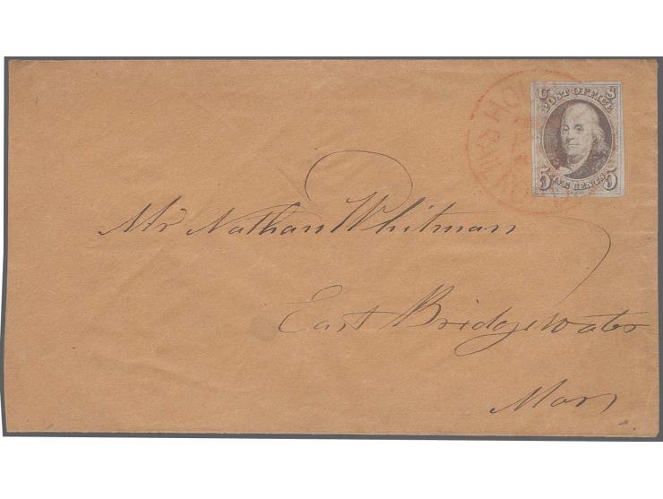 5c. red brown, fresh colour and clear to large margins all round, tied by complete strike of red "HOUSATONIC RAILROAD 5" inte
