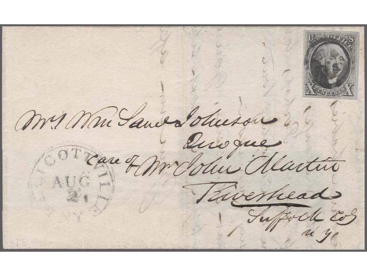 10 c. black, fresh colour and clear to large margins all round, tied by fancy geometric cancel to large part of folded letter