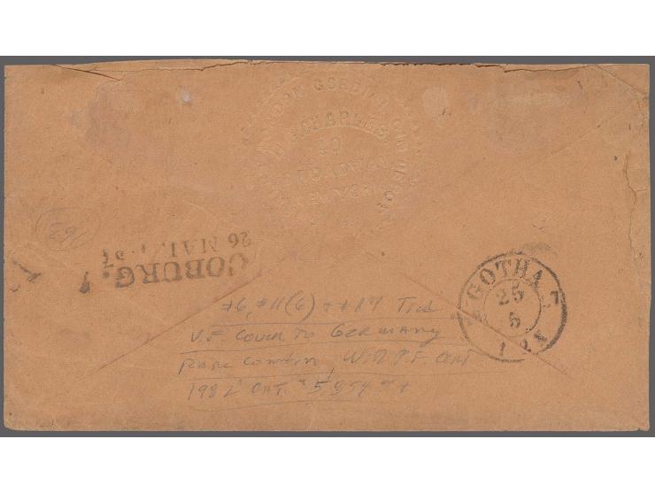 1851, Franklin 1c. blue, Type Ia, position 92L4, and 3c. dull red vertical pair and four singles and 12c. black, all tied by 