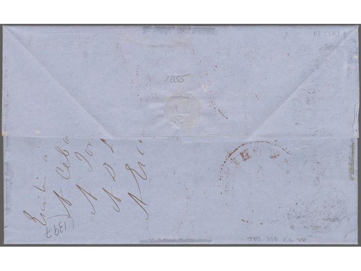 1c. blue, type IV, ample to touched margins, tied by grid and oval "VERA CRUZ  4 AGOSTO 1855" and 3c. dull red, vertical stri