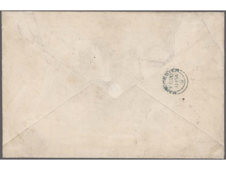 3c. dull red, inner frame lines, vertical block of eight, ample to mostly large margins all round, tied by cds. "GRAND RAPIDS