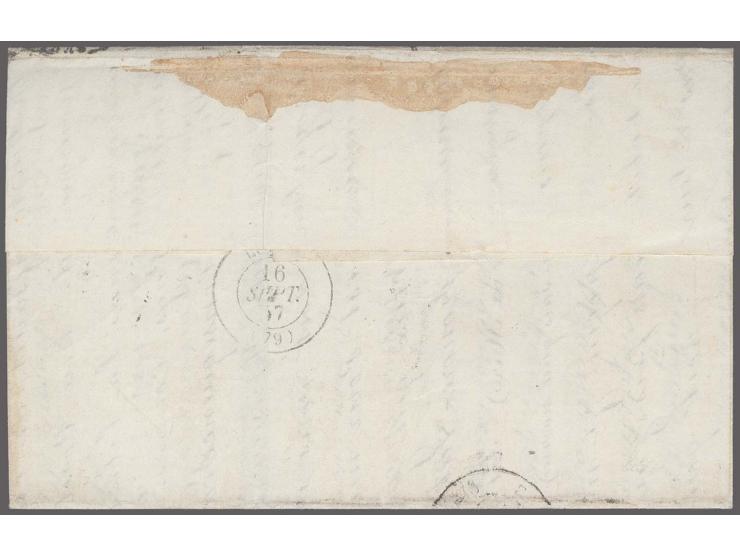 5 c. red brown and 10 c. green, type III, both fresh colour and ample to large margins all round, 5c. tied by French transit 