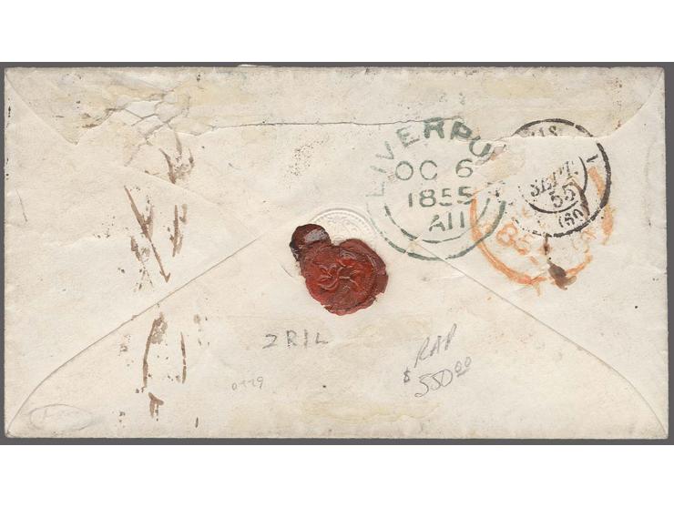 10c. green, type I, horizontal pair with fresh colour and good to large margins on three sides, just touched at right, 1c. bl