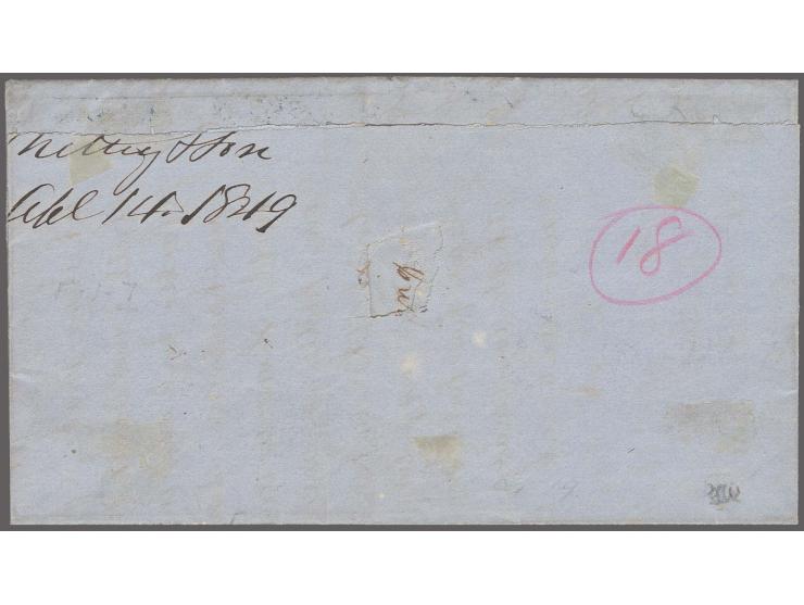 "Blood's Despatch" 1c. bronze with acid cancel and 5 C. dark brown, vertical pair with clear to large margins all round, all 