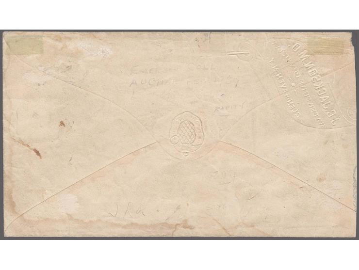 GLEN HAVEN DAILY MAIL: 1c. black on green, three large margins, just touched at right together with 1851 3c. dull red, inner 