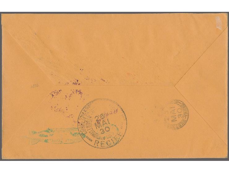 Southamerica Flight 1930 (May 18 - June 6): Roundtrip envelope from "Vaduz 16.V.30" to Zurich, franked with four values of a 