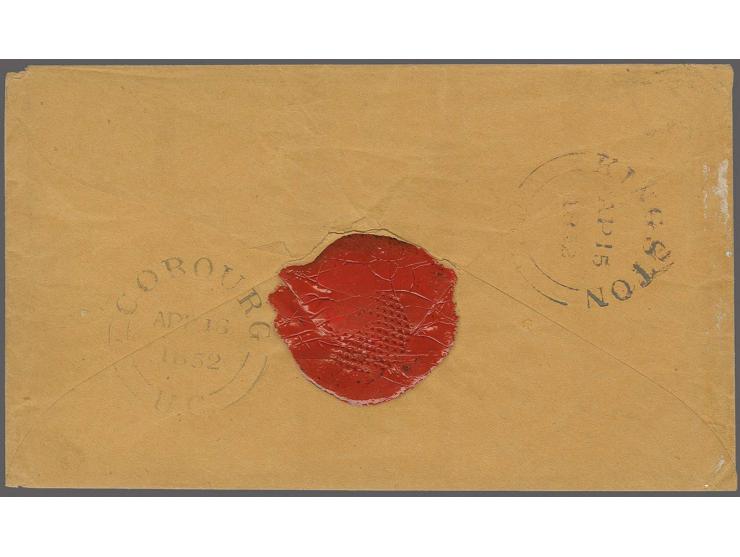 6 d. brownish purple with clear to wide margins, tied by target cancel to envelope from the US, showing on front clear despat