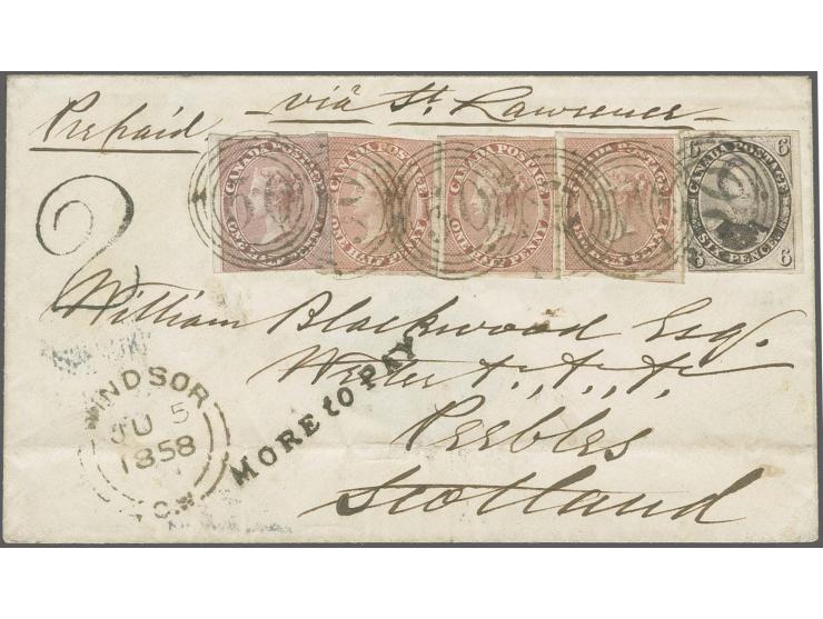 Â½ d. rose on wove paper, 3 copies with Â½ d. lilac-rose and 6 d. reddish purple on thick soft paper, 1 d. values partly touc