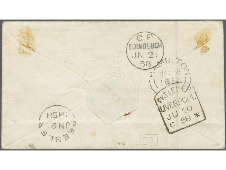 Â½ d. rose on wove paper, 3 copies with Â½ d. lilac-rose and 6 d. reddish purple on thick soft paper, 1 d. values partly touc