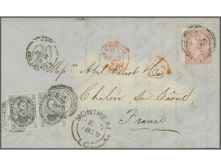 6 d. grey-lilac, 2 copies with good to wide margins, together with perforated Â½ d. deep rose, tied by numeral "21" to entire