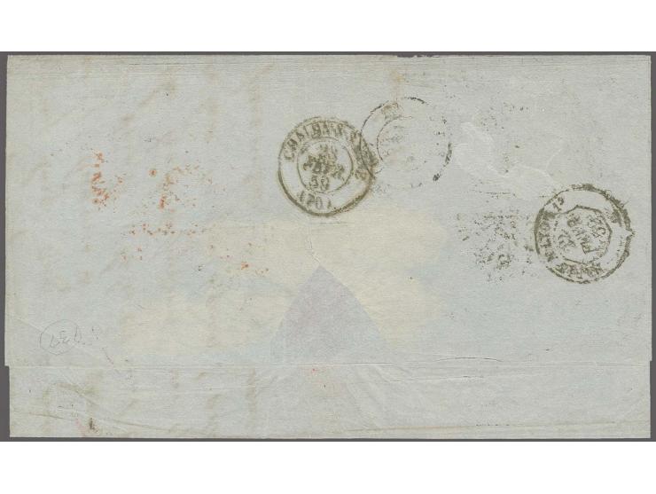 6 d. grey-lilac, 2 copies with good to wide margins, together with perforated Â½ d. deep rose, tied by numeral "21" to entire