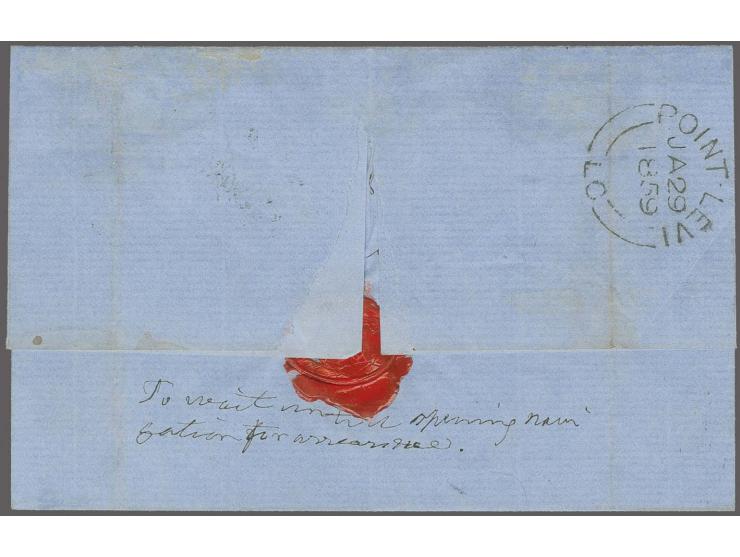 1858/59, perforated 11 Â¾: Â½ d. deep rose, horizontal pair tied by numeral "37" with adjacent clear "QUEBEC JANÂ 29 1859" to