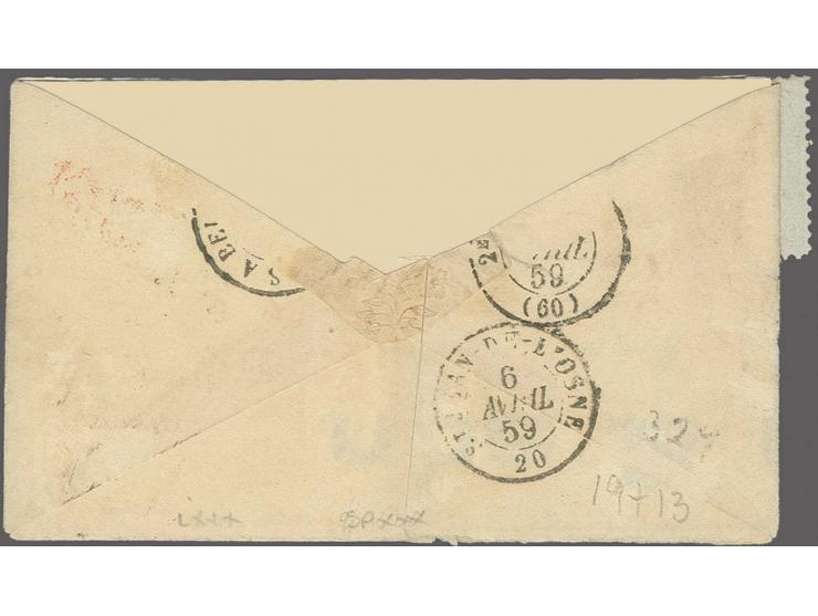 Â½ d.Â  deep rose and horizontal pair 6 d. brownish grey, tied by numeral "21" to small size envelope with adjacent "MONTREAL