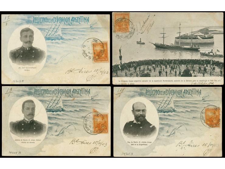 Schweden/Argentien: 1902/03, abgebrochene "Nordensköld-Expedition", 3 Portraitkarten von Mitgliedern der argent. Rettungsmiss