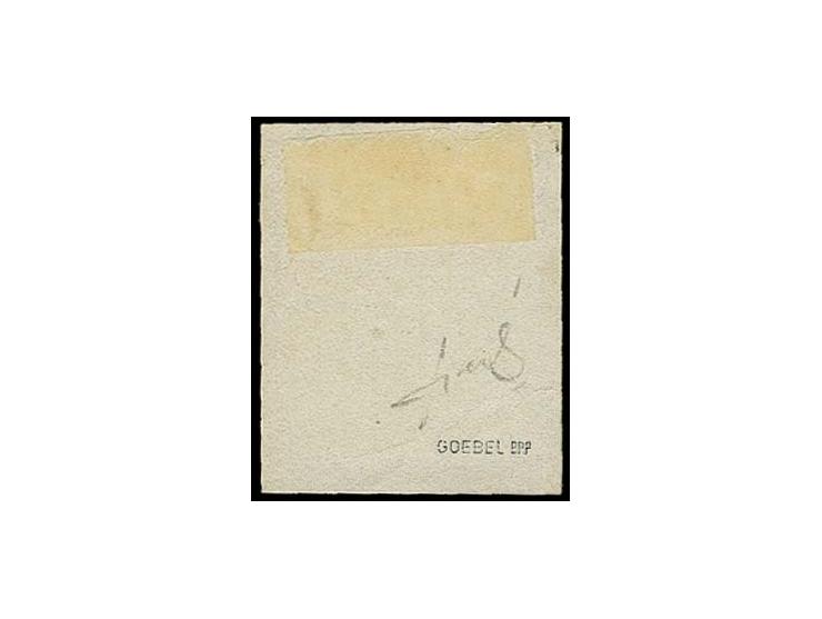 15 c. green with full to wide margins, tied by clear central grid to small piece, very fine, signed Goebel BPP and certificat