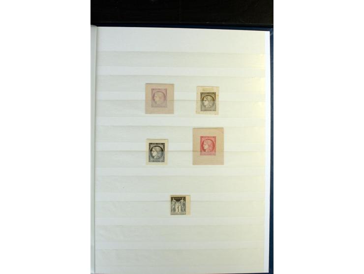 1849/1900 (ca.), etwa 200 Probedrucke, Essais, etc., dabei Einzelabzüge, 'Projekt Renard', 'Coussinetsd'impression', etc.