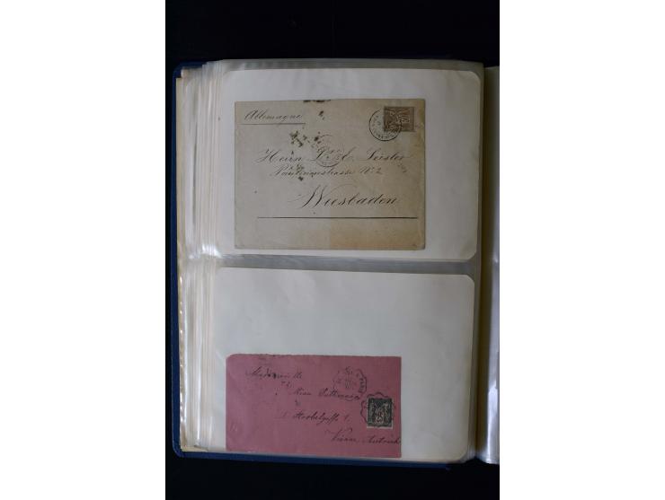 1876/1900, meist gestempelte Sammlung der Allegorie-Ausgaben inkl. einiger Doubletten mit vielen Briefen und Besonderheiten, 