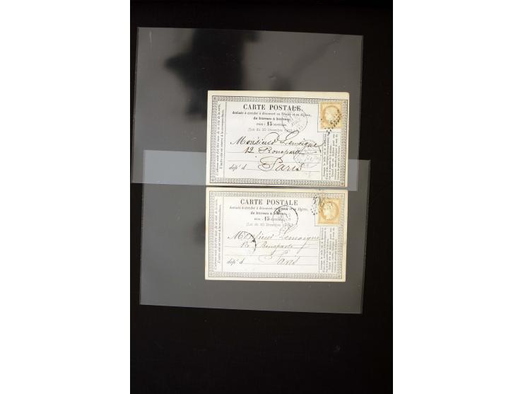 1874/75, Reklame-Postkarten der Druckerei Contal mit rückseitiger Werbung diverser Firmen, oft mit Illustrationen, insgesamt 