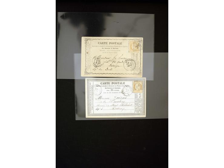 1874/75, Reklame-Postkarten der Druckerei Contal mit rückseitiger Werbung diverser Firmen, oft mit Illustrationen, insgesamt 