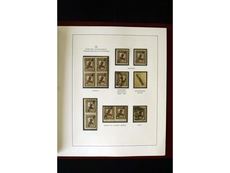 1919/23, 2bändige, ausstellungsmäßig aufgezogene Spezialsammlung, dabei die Markenausgaben sehr reichhaltig ungebraucht und g