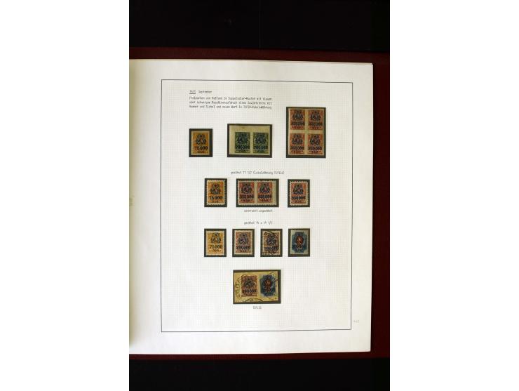 1919/23, 2bändige, ausstellungsmäßig aufgezogene Spezialsammlung, dabei die Markenausgaben sehr reichhaltig ungebraucht und g