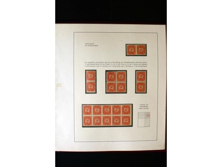 1919/23, 2bändige, ausstellungsmäßig aufgezogene Spezialsammlung, dabei die Markenausgaben sehr reichhaltig ungebraucht und g