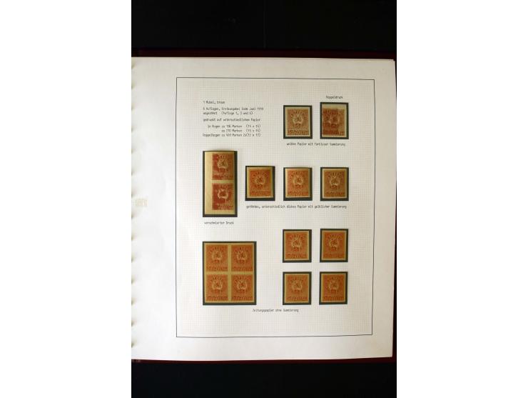 1919/23, 2bändige, ausstellungsmäßig aufgezogene Spezialsammlung, dabei die Markenausgaben sehr reichhaltig ungebraucht und g