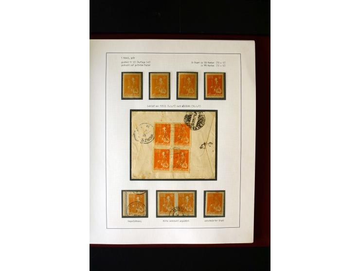 1919/23, 2bändige, ausstellungsmäßig aufgezogene Spezialsammlung, dabei die Markenausgaben sehr reichhaltig ungebraucht und g