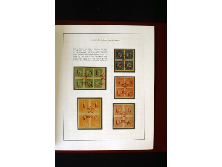 1919/23, 2bändige, ausstellungsmäßig aufgezogene Spezialsammlung, dabei die Markenausgaben sehr reichhaltig ungebraucht und g