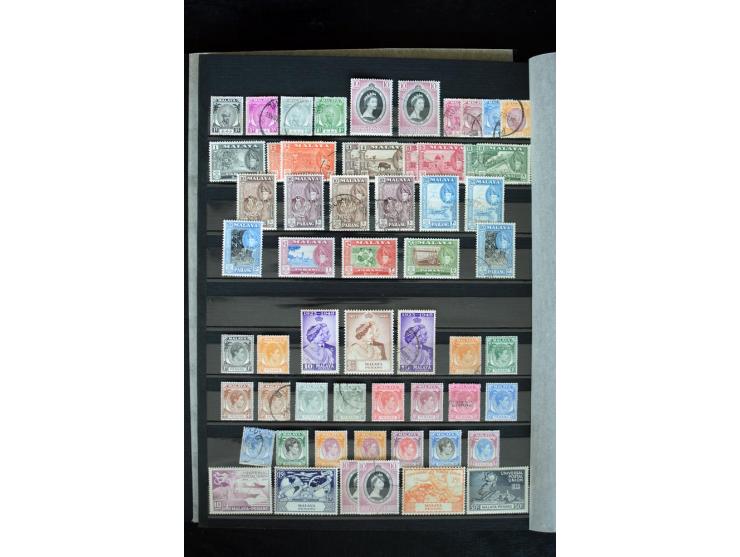 1854/1984 (ca.), postfrische, ungebrauchte und gestempelte Sammlung, dabei schöner Teil Hongkong, Indien mit Feudalstaaten un