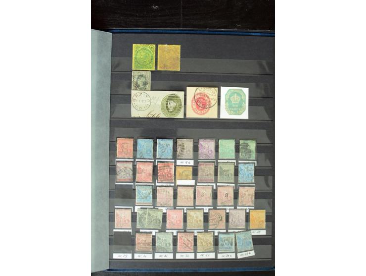 1853/98, gestempelte Sammlung mit über 90 Kap-Dreiecken, außerdem einige Ganzsachen, Erhaltung von fehlerhaft bis einwandfrei