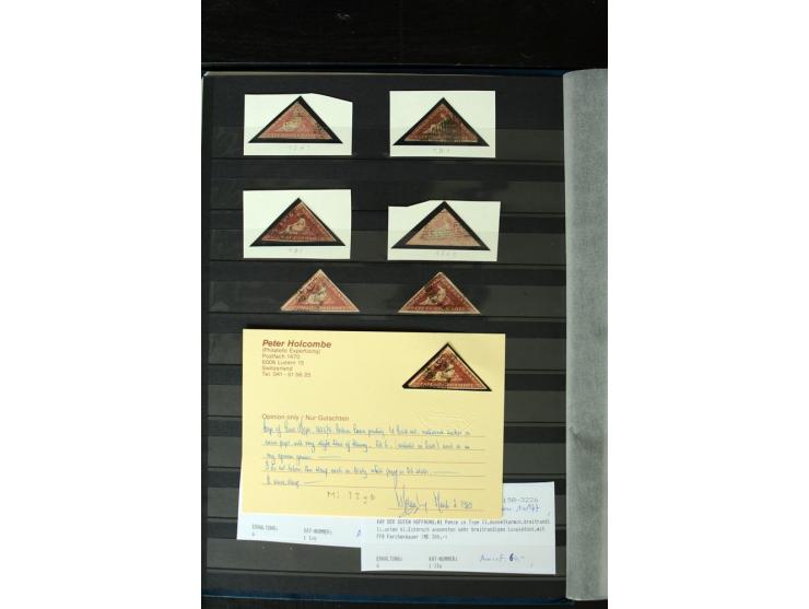 1853/98, gestempelte Sammlung mit über 90 Kap-Dreiecken, außerdem einige Ganzsachen, Erhaltung von fehlerhaft bis einwandfrei