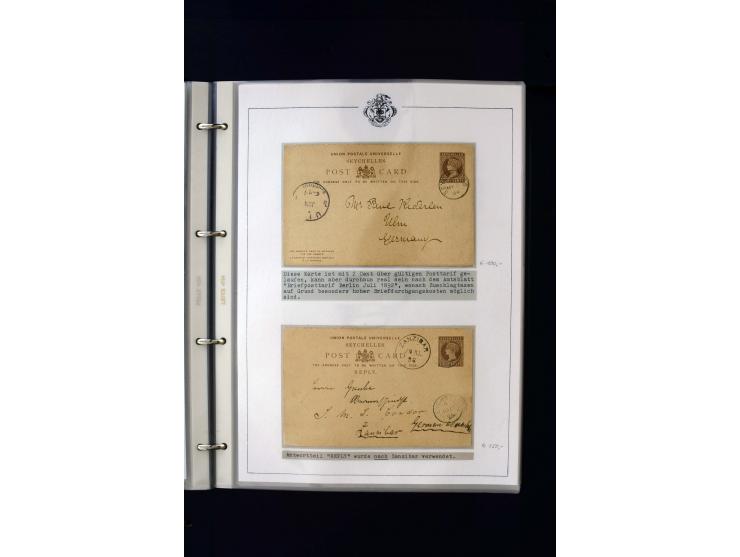 1859/1935, Austellungssammlung auf über 50 Seiten, beginnend mit schönem Teil Mauritius auf den Seychellen gebraucht, dabei 1