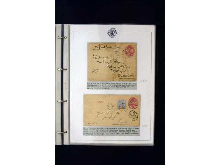1859/1935, Austellungssammlung auf über 50 Seiten, beginnend mit schönem Teil Mauritius auf den Seychellen gebraucht, dabei 1