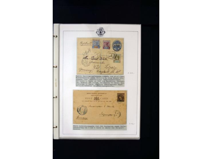 1859/1935, Austellungssammlung auf über 50 Seiten, beginnend mit schönem Teil Mauritius auf den Seychellen gebraucht, dabei 1