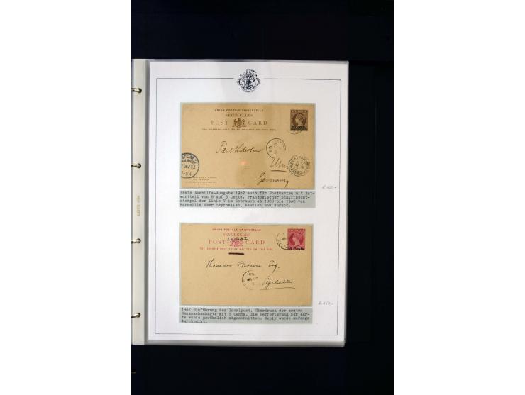 1859/1935, Austellungssammlung auf über 50 Seiten, beginnend mit schönem Teil Mauritius auf den Seychellen gebraucht, dabei 1