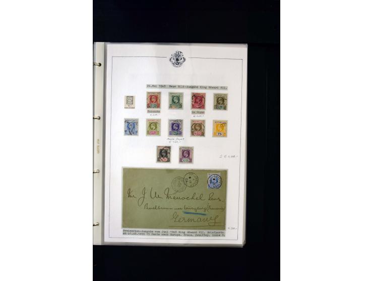 1859/1935, Austellungssammlung auf über 50 Seiten, beginnend mit schönem Teil Mauritius auf den Seychellen gebraucht, dabei 1