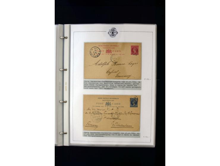 1859/1935, Austellungssammlung auf über 50 Seiten, beginnend mit schönem Teil Mauritius auf den Seychellen gebraucht, dabei 1