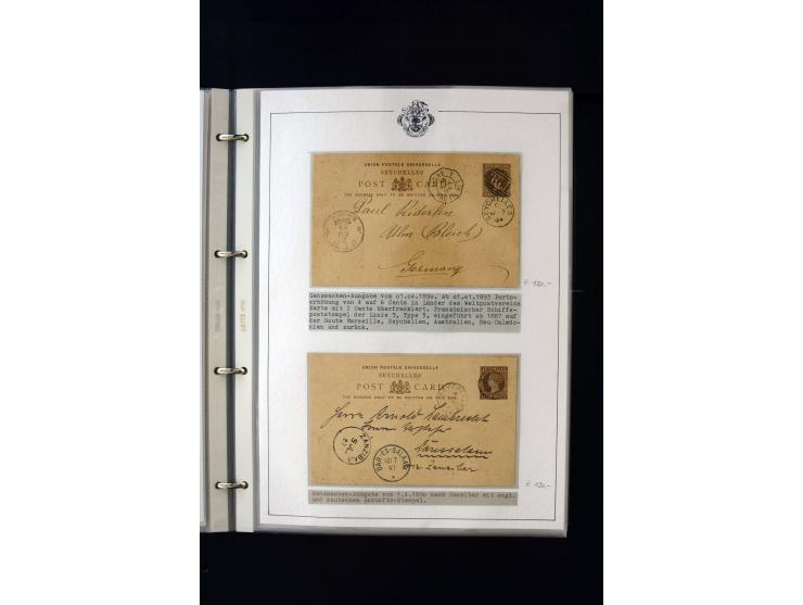 1859/1935, Austellungssammlung auf über 50 Seiten, beginnend mit schönem Teil Mauritius auf den Seychellen gebraucht, dabei 1